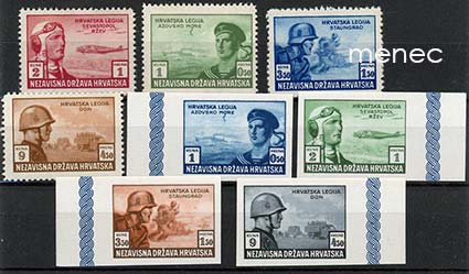 Kroatia, legioonalaiset 1943, hammastettu ja hammastamaton sarja 