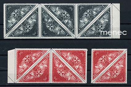 Espanja, Kolumbus ja Amerikan löytö, 1930, 25c ja 1Pta, nelilö, pari ja kuusilo 