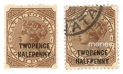 Iso-Britannia, Natal 1891, ylipainama Twopence Halfpenny 