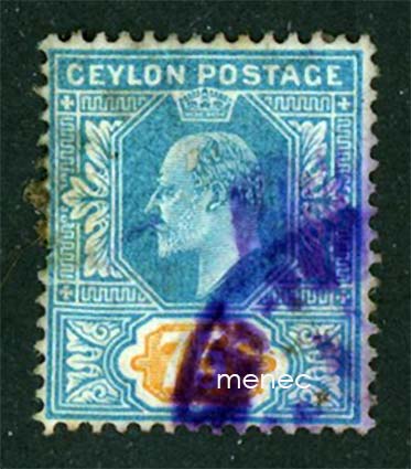Iso-Britannia, Ceylon, käyttömerkki 1905, 75c 