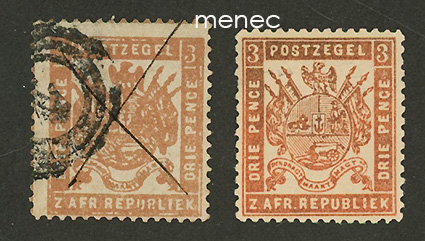 Etelä-Afrikka, käyttösarja vaakunalla 1883, 3p, koko- ja värivariantit (paikallispainoja) 