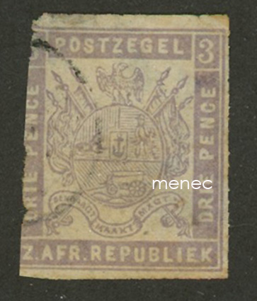 Etelä-Afrikka, käyttösarja vaakunalla 1871, 3p harmaanlila 