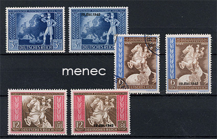 Saksa, Eurooppalainen postikonferenssi Wienissä 1942, sarja ja sama ylipainamalla '19. Okt. 1942' 