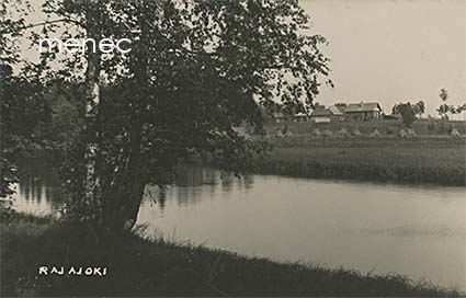 Rajajoki, jokinäkymä ja maalaistaloja 