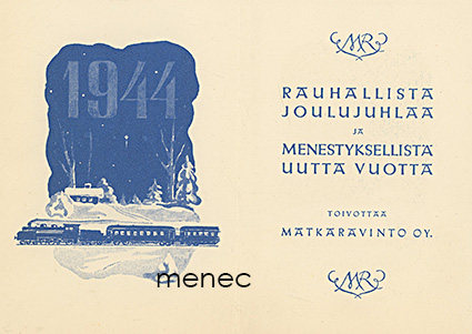 Matkaravinto, joulu-taittokortti 1944 
