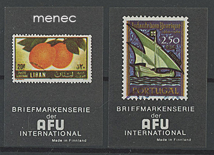 Vientietikettejä, AFU-organisaation postimerkkisarjaa, 2 kpl 