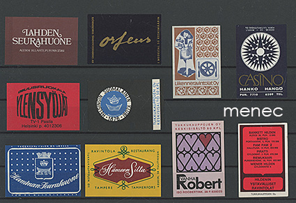 Tulitikkuetikettejä, ravitsemusliikkeitä, 10 kpl 