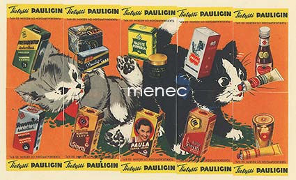 Tulitikkuetikettejä, Pauligin tuotteita, 10-osainen keräilysarja, kissoja 