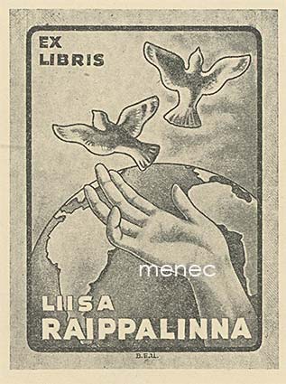 Uttuslien, Bjarne - Liisa Raippalinna, exlibris 
