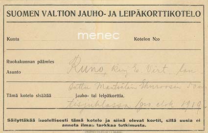 Suomen valtion jauho- ja leipäkorttikotelo 