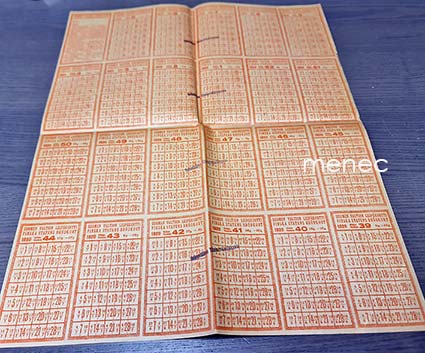 Suomen Valtion leipäkortti 1920. Kokoarkki, viikot 9-44 