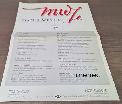 Martta Wendelin 1893-1993. Postimuseon näyttelyjuliste 1993 