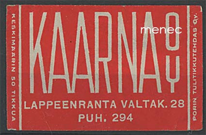 Kauppiasetiketti, Kaarna Oy, Lappeenranta 
