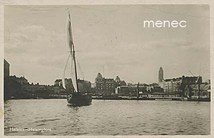 Helsinki, purjealus, kaupunki taustalla 