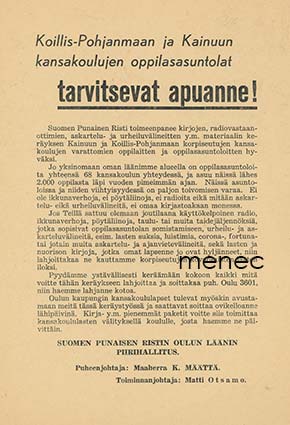 Koillis-Pohjanmaan ja Kainuun kansakoulujen oppilasasuntolat tarvitsevat apuanne! 