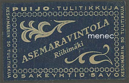 Tulitikkuetiketti, Riihimäki, Asemaravintola 