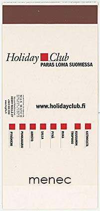 Tulitikkuetiketti, litteä, Holiday Inn, Suomen hotellit 