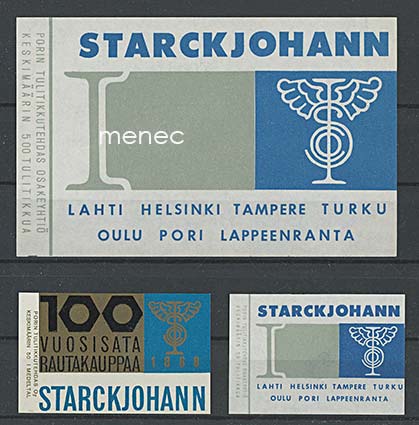 Tulitikkuetikettejä, Starckjohann, iso ja 2 tavallista 