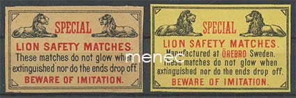 Tulitikkuetikettejä, Special Lion, 2 kpl 