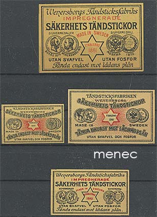 Tulitikkuetikettejä, Venersborgin tähtitikkuja. 4 kpl 