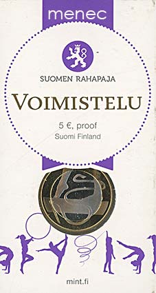 Urheilurahat, voimistelu, 5 euroa, proof 