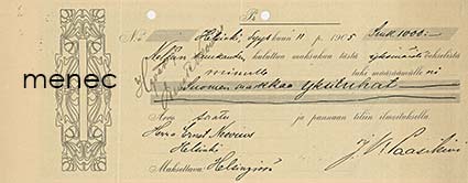 Vekseli 1000 mk 1905, J. K. Paasikivi / Ernst Neovius 