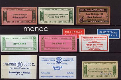 Apteekkietikettejä, 20 kpl 