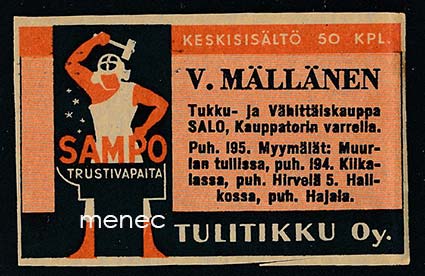 Seppä-etiketti, V. Mällänen, Salo 