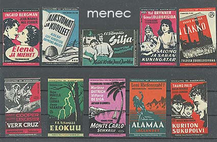 Tulitikkuetikettejä, elokuvia, 10 kpl 