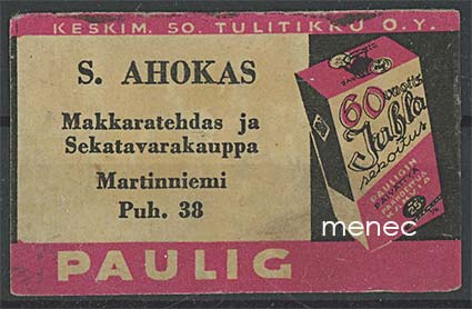 Kauppiasetiketti, S. Ahokas, Martinniemi 