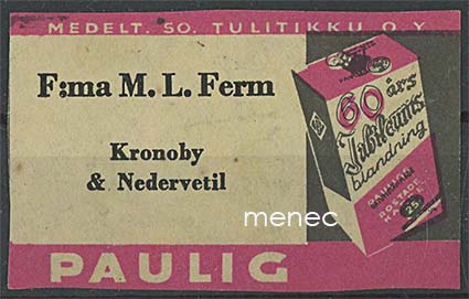Kauppiasetiketti, Firma M. L. Ferm, Kruunupyy 