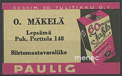 Kauppiasetiketti, O. Mäkelä, Lepsämä 
