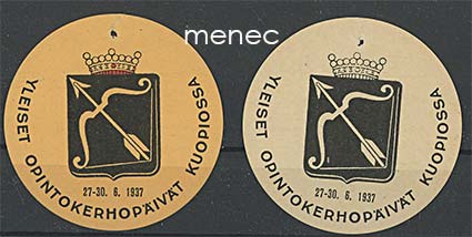Rintamerkki, yleiset opintokerhopäivät Kuopiossa 27-30.6.1937, kaksi erilaista 