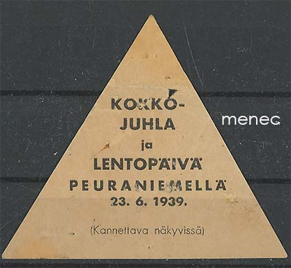 Rintamerkki, Kokkojuhla ja lentopäivä Peuraniemellä 1939 