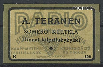 Kauppiasetiketti, A. Teränen, Somero, Kultela 