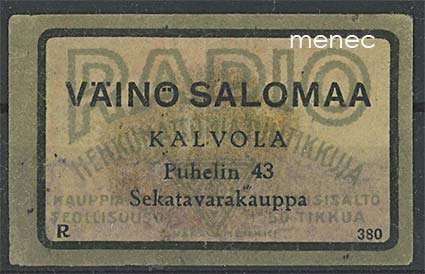 Kauppiasetiketti, Väinö Salomaa, Kalvola 