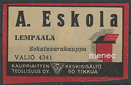 Kauppiasetiketti, A. Eskola, Lempäälä 