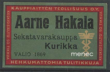 Kauppiasetiketti, Aarne Hakala, Kurikka 
