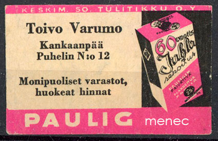 Kauppiasetiketti, Paulig, Toivo Varumo, Kankaanpää 