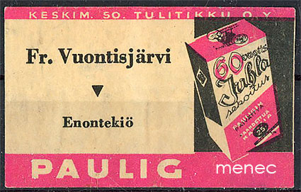 Kauppiasetiketti, Paulig, Fr. Vuontisjärvi, Enontekiö 