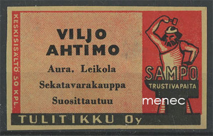 Seppä-etiketti, vanha malli, Viljo Ahtimo, Aura 
