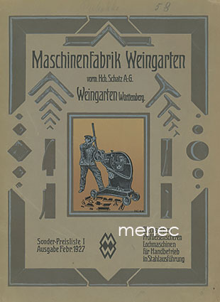 Maschinenfabrik Weingarten. Sonder-Preisliste I 1927 