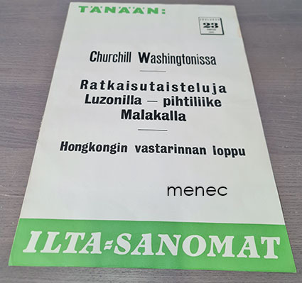 Ilta-Sanomat [Lööppi 23.12.1941] Ratkaisutaisteluja Luzonilla; Hongkongin vastarinnan loppu 