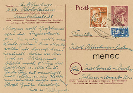 Saksa, Baden 1948, ehiökortti 