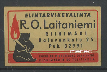 Kauppiasetiketti, Elintarvikevalinta R. O. Laitaniemi, Riihimäki 