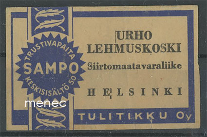 Kauppiasetiketti, Urho Lehmuskoski, Helsinki 