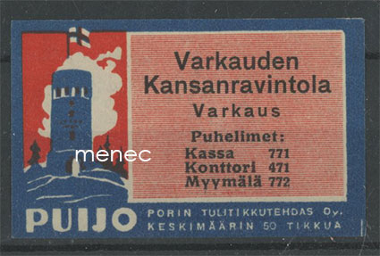 Tulitikkuetiketti, Varkauden Kansanravintola 