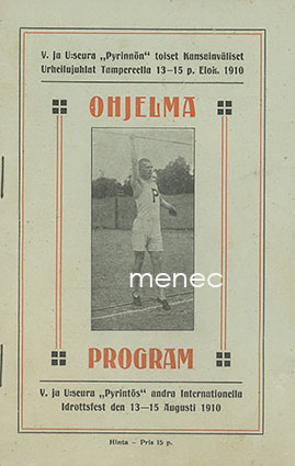V. ja U:seura Pyrinnön toiset Kansainväliset Urheilujuhlat Tampereella 13-15 p. Elok. 1910. Ohjelma 
