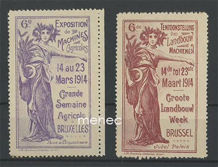 Bryssel, maatalouskonenäyttely 1914, 2 vinjettiä 
