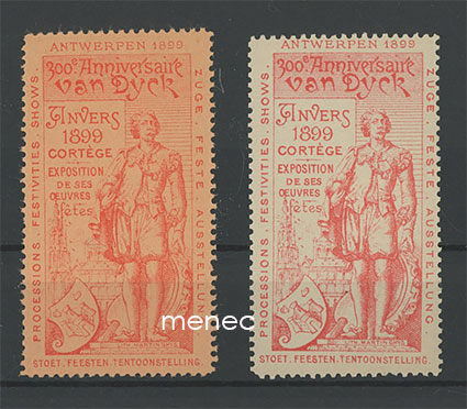 Belgia, Antwerpen, van Dyckin 300-vuotisnäyttely 1899, 2 vinjettiä 
